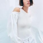 ZARA  Ribbed Voluminous Balloon Long Sleeve Cut Out Bodysuit Size S Photo 1