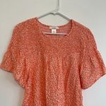 ROMANTICS URBAN OUTFITTERS UO Orange Speckled Short Sleeve Smocked Blouse Photo 1