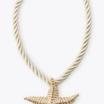ZARA  Gold Rope Necklace with Embossed Metal Starfish Pendant. Photo 0