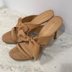 EXPRESS  Womens Heels Mules Slides Stiletto Bow Sandal‎ Size 9.5 Beige wedding Photo 1