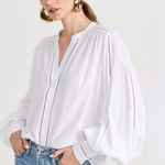 L'Agence L’AGENCE Kiera Ladder White Button Down Boho Top Photo 0