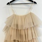 Anthropologie MAEVE by  Tiered Tulle Mini Dress in Taupe Size Large Photo 4