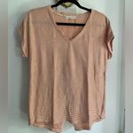 Retrology Peach Orange & White Striped Short Sleeve Women’s Casual Top Size L Size L Photo 0