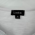 Links blouse size M notched V neck yellow bird novelty print blue white floral Size M Photo 4