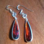 Simulated Red Diamond Sterling Silver Dangle Earrings Photo 4