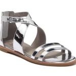 Eileen Fisher NWOB  Silver Mirror Metallic Cici Strappy Leather Sandals Size 7.5 Photo 0