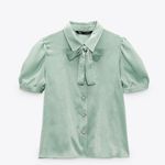 ZARA SATIN JEWEL BUTTON TOP Photo 1