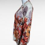 Coldwater Creek  Orange Purple Floral Linen Blend Cardigan Size Medium (10-12) Photo 1