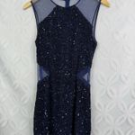 Parker  Black‎ Illusion Sequin Blue Cocktail Sheath Mini Dress Size L NWOT $460 Photo 9