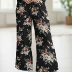 Copper Key Black Floral Wide Leg Pants Boho Palazzo High Waist Lounge VTG Small Photo 0