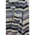 Topshop  Striped Button Front Long Sleeve Blouse Women's Size 6 Small Blue Black Photo 1