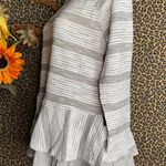Doe & Rae ✅3/$30✅ NWT  Grey/White Striped Ruffle BabyDoll Top | MEDIUM | Photo 3