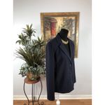 Leslie Fay Women’s Blazer 10 Navy Button Career Jacket Lapel Notch Collar Preppy Photo 2