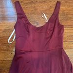David's Bridal David’s bridal bridesmaid scoop neck tank satin Merlot dress size 6 w/ pockets Photo 6