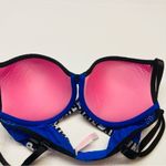 PINK - Victoria's Secret Victoria's Secret PINK Wear Everywhere Push Up‎ Bra Size 34D Leopard Print Blue Photo 7
