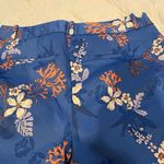 Floral Blue Cotton/Linen Pants Size waist 34 length 33. Photo 3