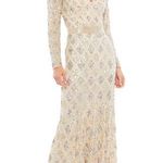 Mac Duggal 5021 Geometric Embellished Evening Gown Nude Silver 6 NWT Photo 0
