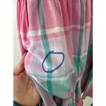 Phases Vintage Pink Green Plaid Tiered Midi Dress Sz Large Boho Preppy Romantic Photo 7