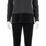 Bobbie Brooks Outfit S Vintage 90s Mock Neck Velour Patchwork Top Pants Set Goth Gray Photo 0