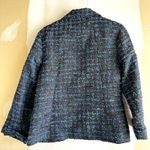 Chico's Tweed Blazer Open Jacket Notch Lapel Lined Formal Blue Black 1 M Photo 3