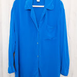 Victoria's Secret VTG  Womens Silk Pajama Top Size M Blue Gold Label Quiet Luxury Photo 0