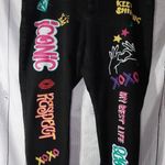 Ashley Stewart Black Graphic Print Jeans Pink Size undefined Photo 0
