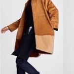 ZARA Brown Suede Fur Trench Coat Size Small Photo 5