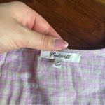 Madewell  Cora Plaid Linen Blend Puff Sleeve Top in Sweet Lavender Size L NWT Photo 3
