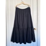 Aerie  • Poplin Tiered Maxi Skirt black cotton full ruffle midi pull on Photo 10