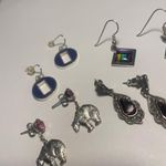 Lot Of 5 Dangle Costume Earrings Pierced Silver Tone Metal Photo 8