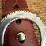 Vintage‎ 1995 Woven Braided Leather Belt Crescent Buckle Equestrian Western M Brown Photo 8