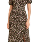 ASTR  The Label - Floral Smocked Puff Sleeve Midi Dress Sz M Photo 0