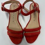 Sole Society Sandals Womens 7 Red Orange Malie Suede Leather Photo 1