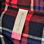 No Boundaries  Red And Blue Plaid Button Down Tunic Blouse With Rollable Sleeves Photo 2