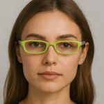 Women’s Lime Green Rectangular Eyeglasses Stripe Arms | Fashion Reading Glasses Photo 0