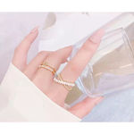 Boutique NEW Dainty Women's 14k Gold Filled‎ Bar Pearl Ring, Adjustable Photo 4