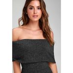 Lulus  Always Styling Charcoal Grey Off-the-Shoulder Ribbed Jumpsuit Size Small Photo 8