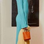 SIMON MILLER Teal Light Blue Ribbed Long Sleeve Fitted Maxi Dress Size Medium Photo 13