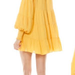 Alice + Olivia  Karena Mockneck Mini Yellow Dress Photo 0