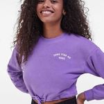 Bershka Nwt Purple Cropped Sweatshirt Sweater Crop Top Jumper Pullover Photo 0