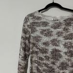 FREE PEOPLE PRINTED GOLD RUSH LONG SLEEVE ALABASTER COMBO SEQUIN TOP Size M Silver Size M Photo 4
