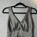 Every 1 Dress Womens XS Black Silver Striped Sleeveless V Neck Bubble Mini Dress Photo 3