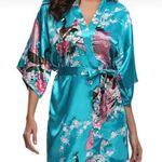 🌸👘 Peacock & Blossoms Kimono Robe 👘🌸 ~med Blue Photo 3