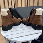 Steve Madden  Women’s Receptive Lace-Up Hiker Booties Brown Suede Shearling 6.5 Photo 4