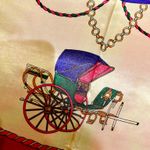 Vintage Royal EQUESTRIAN Horses and Carriages oversized square Silky Scarf 35/35 Multiple Photo 4