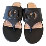 Gucci  Black Leather GG Interlocking Cut Out Thong Sandals EU 38.5 US 8.5 Photo 0