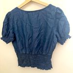 Haute Monde Top Bustier Corset Crop Smocked Lyocell Denim Padded Western Boho M Photo 1