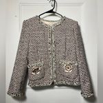 Rebecca Taylor | Houndstooth Tweed Jacket with Floral Appliqué Photo 3