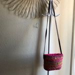 Rainbow colorful straw basket wicker crossbody shoulder strapbag purse tote Photo 2
