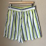 Anthropologie  neon and navy striped Bermuda shorts Photo 1